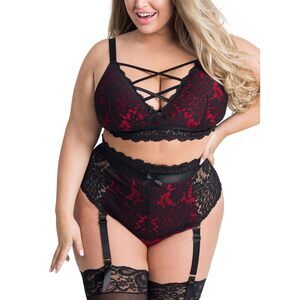 6113 Plus Size Lingerie - Sexy Luxe Criss-cross Bra Lace Cup Classic